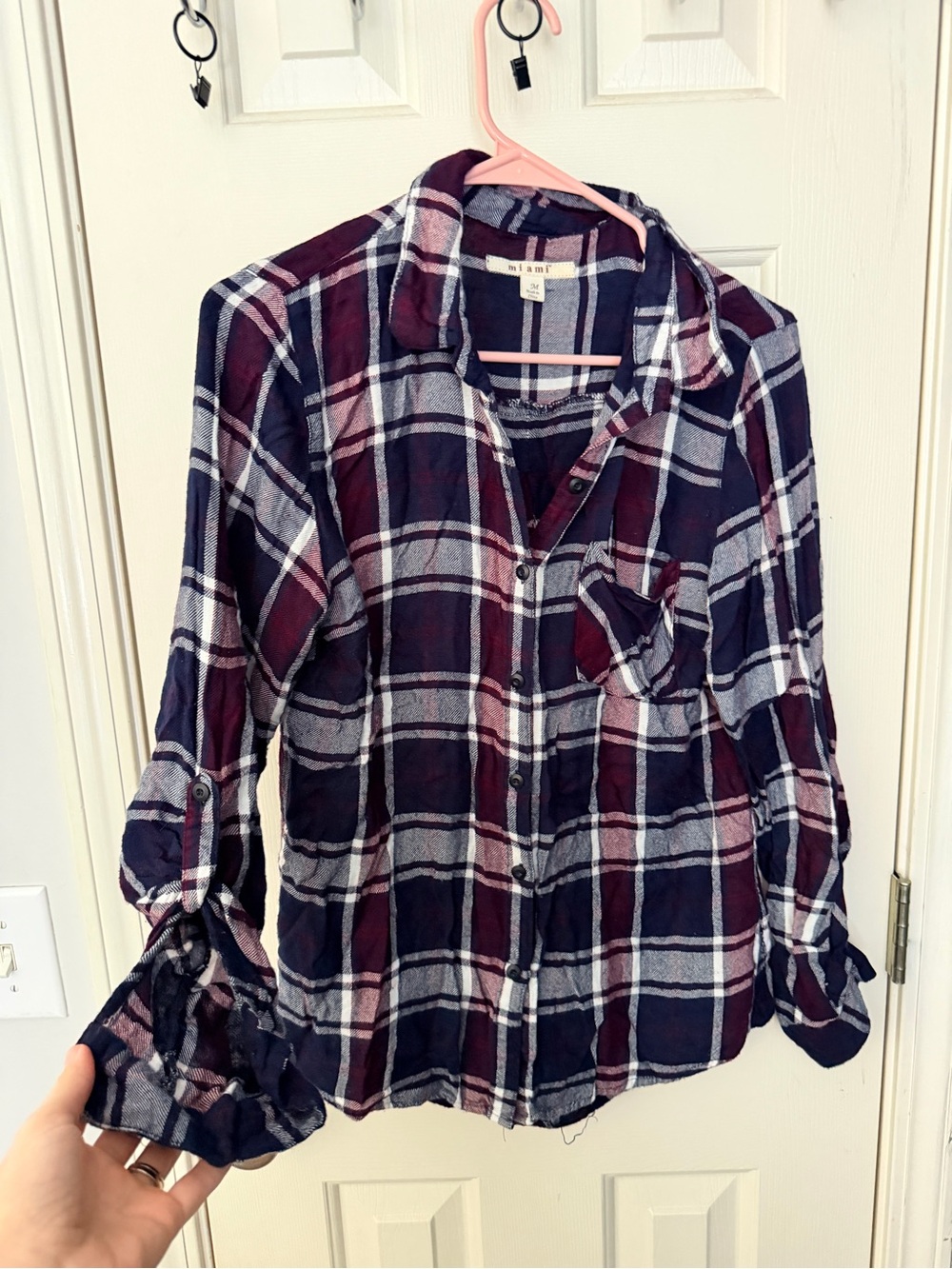 miami Burgundy & Navy Plaid Button-Down Shirt